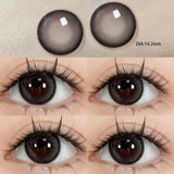 2Pcs Natural Eyes Black Contact Lenses for Eyes with Myopia Prescription Circle Soft Colored Large Diameter 14.5mm Lens