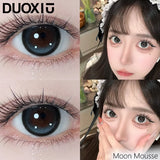 2PCS Natural Brown Blue Grey Contact Lenses, Large Diameter Myopia Lenses, Soft Comfortable Yearly Wear for Everyday cos