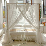 Romantic Lace Princess Palace Mosquito Net Without Frame Romantic Three-door White Bed Curtain Home Decor No Bracket 150*200cm