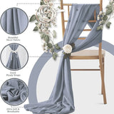 12Pcs Wedding Chair Sashes 7x108Inch Sheer Chiffon Chair Fabric Covers for Party Christmas Bridal Baby Shower Wedding Decoration