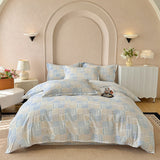 100% Cotton Bedding Set Brushed Gradient Stripes Duvet Cover Flowers Sheet Set King Queen Affordable Luxury for Bedroom Decor