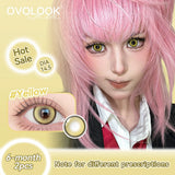 2Pcs 6 Months Purple Cosplay Contact Lenses 14.5mm Big Diameter Anime Colored Pupils Soft Eye Lenses