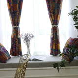 Cotton Linen Semi-blackout Floral Print Black Fringe Bedroom Kitchen Curtain Single Piece Room Luxury Home Interior Decor Hall