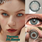 1 Pair Colored Contact Lenses Natural Brown 14.5mm Big Eyes Contacts Cosmetics Green Eye Color Lens Gray Lens Women Makeup