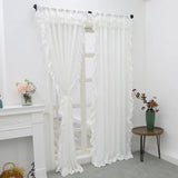 Curtain White with Ruffle Pure Living Room Curtains Modern Style Shading Drape 2 Panels Rod Pocket for Bedroom Home Decoration