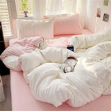 Solid Color Bedding Set Kids Twin Full Queen Size Washed Cotton Single Couple Duvet Cover Set Quilt Cover Pillowcases Bed Linen