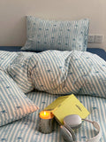 Ikeehome  Korean Sle Cartoon INS Pure Cotton  Cotton Bedding Set 4pcs Bed eet Cover Duvet Cover Pillowcase Bedding