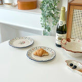 French Printed Ceramic Plate Vintage Household Serving Plates High-end Western Style Pasta Disc Exquisite Patchwork Tableware