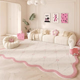 Irregular Pink Living Room Carpet Large Area Dopamine Cute Style Bedroom Rug Stylish Simple Soft Sofa Coffee Table Mats Tapis 러그