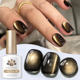 BORN PRETTY 10ml Black Glass Cat Magnetic Gel Nail Polish Ultra Shine Gold Silver Glitter Soak Off UV LED Gel Nail Art Varnish