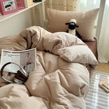 Beddings Sets Cotton Plaid Bedroom Bedding Set White Dormitory Student Bed Linen Set Twin Size Bedding on Offer Sheet Queen King