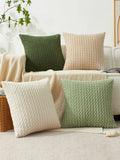 1pc Soft Boho style modern double-sided design pillows cover, Farmhouse Neutral Decorative Home Decor Striped Corduroy Square