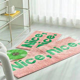 Pink Green Letter Print Rectangle Floor Mat Non Slip Absorbent Imitation Cashmere Minimalist Bedroom Bathroom Rug Nordic Carpet
