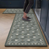 Geometric Pattern Kitchen Floor Mat Oil-proof Waterproof Leather PVC Washable Mats Non-slip Long Rug Free Cut Alfombra De Cocina