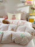 Cute Bear Pure Cotton Bedding Set Cartoon Design Dormi Tee-Piece eet Cover Comforter Cover Cute Girl Bedroom Supplies