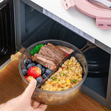 Student Bento Box with Cutlery Portable Round Lunch Box Microwaveable Snack Box Large Capacity Food Storage Container