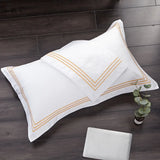 Luxury 100% Egypt Cotton 5 Stars Hotel  Quilt Cover Pure Cotton Satin Strip Bed Line Duvet Cover Gray  Blue Gold