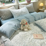 Pink Flowers Duvet Cover Set Ins Fashion Single Queen Size Girls Boys Flat Sheet Pillowcase No Filler Home Decor Bedding Set