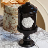 French Camellia Black Ceramic Mug Aromatherapy Cup Coffee Mugs Home Decoration Candle Wooden Holder Household Ornaments