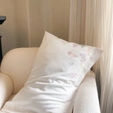 4Pcs White/Pink Luxury Butterfly Embroidery Bedding Set 1000TC Egyptian Cotton Duvet Cover Bed Sheet/Fitted Sheet Pillowcases