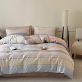 High Quality Grid Printed Flat Sheet Bedding Sets Light Luxury Cotton Soft Quilt Cover Single Double Bed Comfort Set for Adults