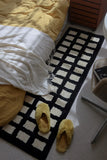 Tufting Black White Grids Bedside Rug Soft Geometric Carpet Bathroom Floor Pad Kids Room Bedroom Doormat Aesthetic Home Decor