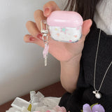 Korean Cute Colorful Stars Transparent Earphone Case with Stars Pendant and Pink Ring Cover for AirPods 1 2 3 4 Pro Pro2