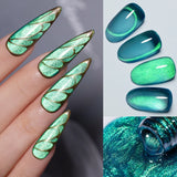 7.5ML Green Crystal Cat Magnetic Gel Nail Polish Shiny Green Glitter Cat Eye Gel For Manicure Soak Off UV Nail Art Varnish