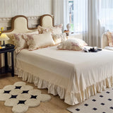 1000TC Egyptian Cotton Flowers Plant Leopard Embroidery Ruffles Bedding Set Duvet Cover Set Flat/Fitted Sheet Pillowcases 4Pcs