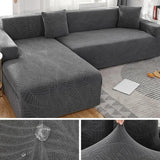 Water-resistant Thicken Sofa Cover 1/2/3/4 Seaters Leaf Jacquard Solid L Shaped Slipcover Elastic Full Wrap Corner Couch Cover