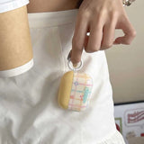 Pink Star Pendant Chain Grid Earphone Case Protect For Airpods 1 2 3 4 Cover Soft Shockproof For Air Pods Pro Pro2nd Fundas