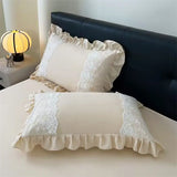 2pcs Lace Embroidery Pillowcase Lotus Leaf Pillow Cover Princess Girl Decoration Pillow Case White Pink Blue Bedding Pillow Sham
