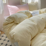 Solid Color Bedding Set Soft Duvet Cover Set With Sheet Bedroom Decor Skin Friendly Single Double Four Piece Set Home Textiles
