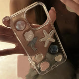 3D Shell Starfish Dolphin Epoxy Clear Case For iPhone 16 15 14 13 11 12 Pro Max Anti Fall Protection Cute Epoxy Cover