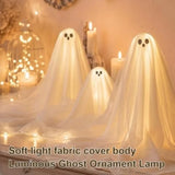 3 Pcs Battery Powered Halloween Ghost Figurine Table Decor Fun Ghost Table Decor Creative Halloween Decorations Light