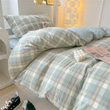 Japan Style Bedding Set Plaid Duvet Cover Set With Sheet Bedroom Decor Skin Friendly King Single Double Bedding Set Home Textile