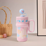 540ml Ice King Car Cup Coffee Large Capacity Stainless Steel Straw Water Cup Giant Cold  Insulated Cup 316 Office  Student Use