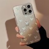 Shiny blue bowknot soft phone case for iphone 15promax 13 11 15 13pro 15pro 12 14promax 12pro 14 pro max transparent fundas capa