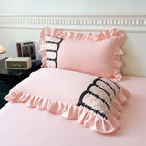 2pcs Lace Embroidery Pillowcase Lotus Leaf Pillow Cover Princess Girl Decoration Pillow Case White Pink Blue Bedding Pillow Sham