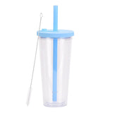 700ml,Double-Layer Straw Cup/MUG,Drinkware,Environmentally Friendly Plastic,Large Diameter,Transparent Milk Tea Cup,Holiday Gift