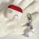 line red house simple style imd silicone earphone case for airpods 1 2 3 4 pro 2 soft protection cover