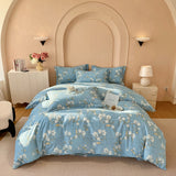 100% Cotton Bedding Set Brushed Flowers Rose Love Duvet Cover Lovely Dog Sheet Set Red Blue Sheet King Queen for Bedroom Decor