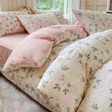 Ikeehome  Class A super soft jacquard cloud yarn cotton four-piece set, bed sheet, bed hat, quilt cover, student dormitory bed