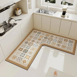 Light Luxury Simple Decorate Kitchen Carpet L-shaped Soft Mat Non-slip Oil-proof Waterproof PVC Easy To Clean Rug Ковер Tapis