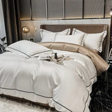 European Luxury Bedding Set Luxury Embroidery Washed Silk Duvet Cover Bed Sheets and Pillowcases King Size Bedding  Set