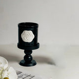 French Camellia Black Ceramic Mug Aromatherapy Cup Coffee Mugs Home Decoration Candle Wooden Holder Household Ornaments