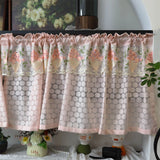 French Countryside Embroidery Lace Short Curtain Without Punching Blackout Curtain Velcro Pink Romantic Home Decoration Curtain