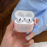 Pink and Green Bow + Ring Earphone Case Suitable for Apple for Airpodspro2 Case/For Airpodspro Case/For Airpods4 Case/For Airpods3 Case/For Airpods2 Case/Fashionable Women's Earphone Case/Simple Earphone Case