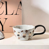 Cute Little Bear Rabbit Ceramic Mugs Hand Pinched Irregular Coffee Cups Milk Cup for Kids Breakfast Oatmeal Cup Creative gift