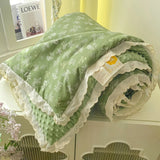 French Style Double-Layer Yarn Bean Quilt Spring and Autumn Warmth Quilt Adult Double Four Seasons Comforter Quilt Lace Ruffles